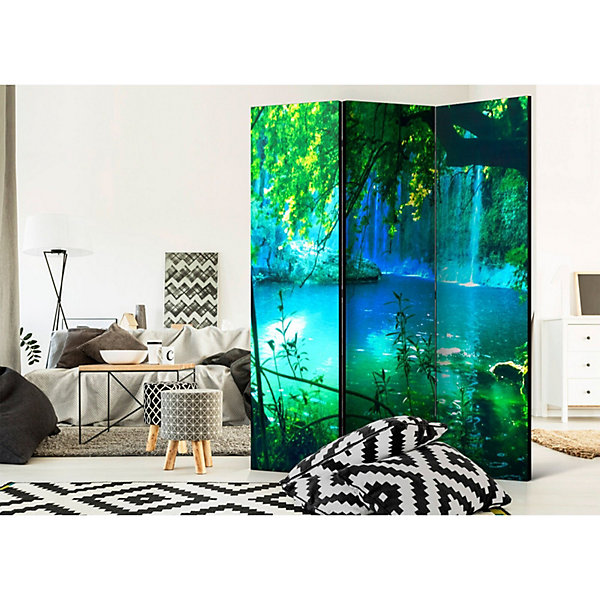Paravent Décoratif Cascades Kursunlu Zen et Relaxant 135 x 172 cm Bleu et Vert