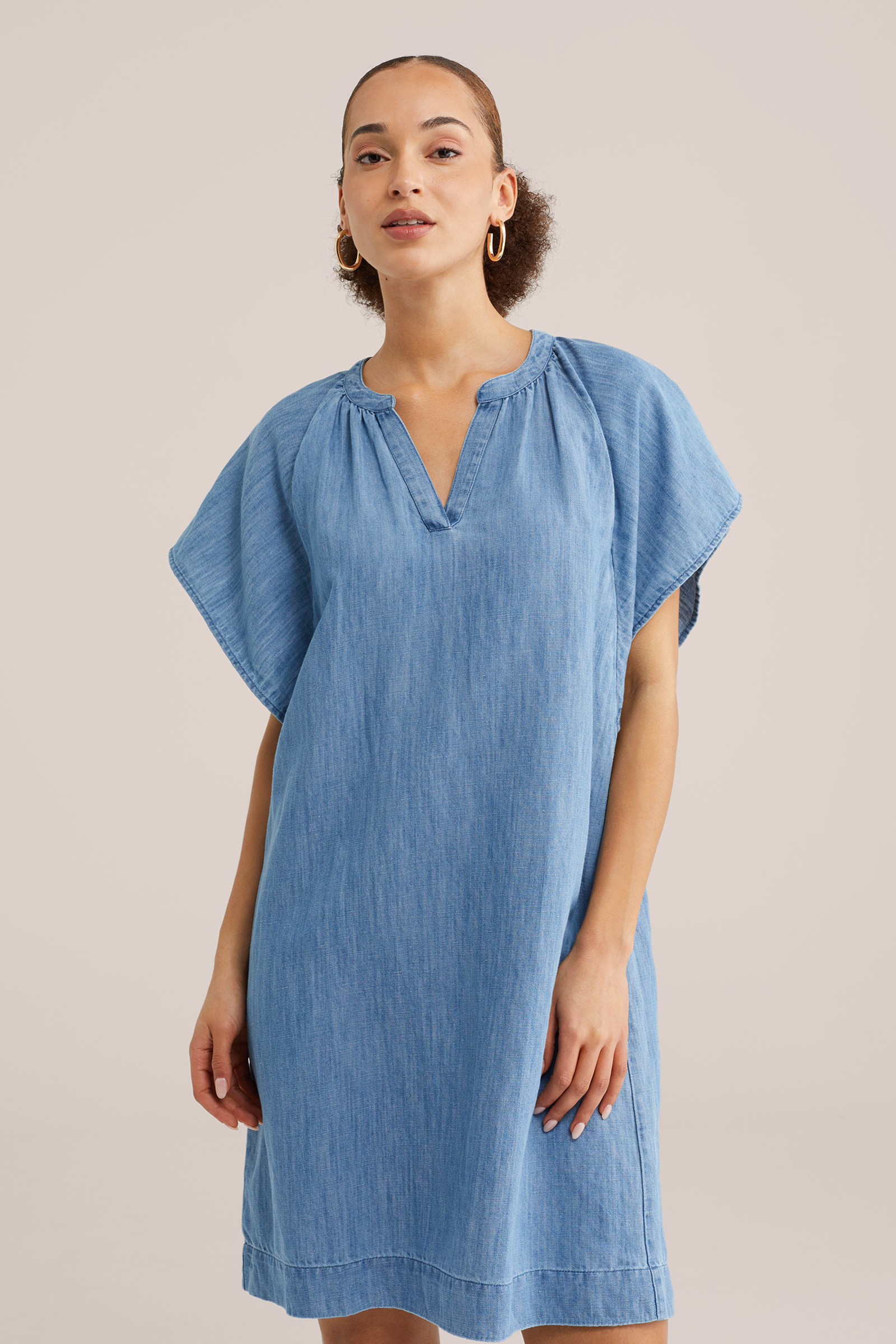 Dames midi jurk van linnenmix