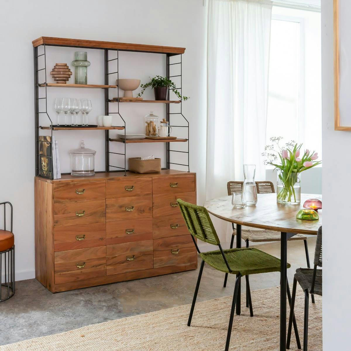 MAGDA - Bibliothèque en bois marron 132 cm