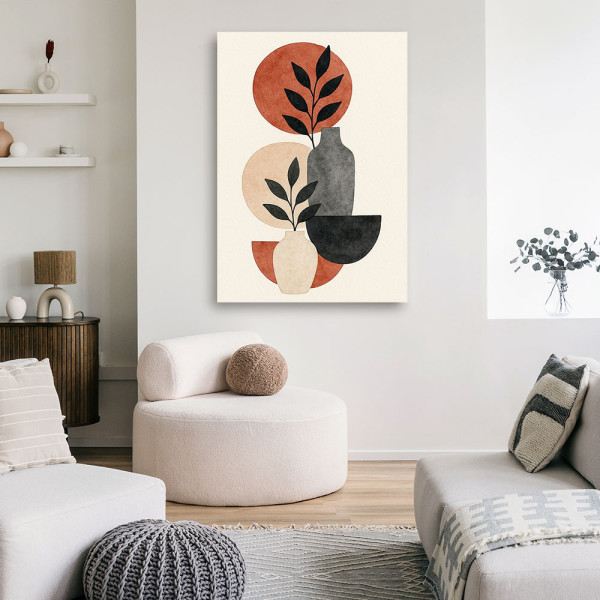 Feeby Obraz do salonu sypialni, Wazony Liście Abstrakcja Ciepły Braz 40x60