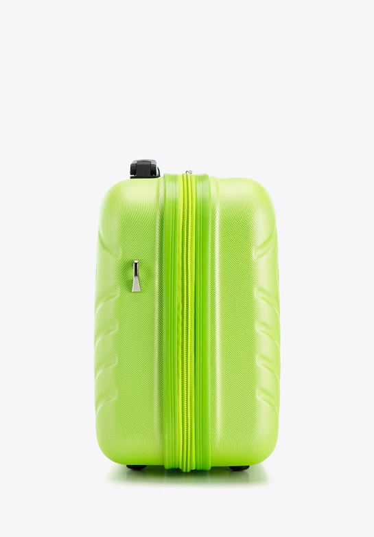 Kosmetyczka podróżna z ABS-u z geometrycznym tłoczeniem limonkowa