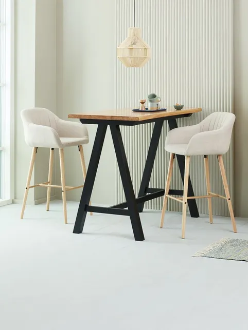 Barstol ADSLEV beige stof/natur egefarve