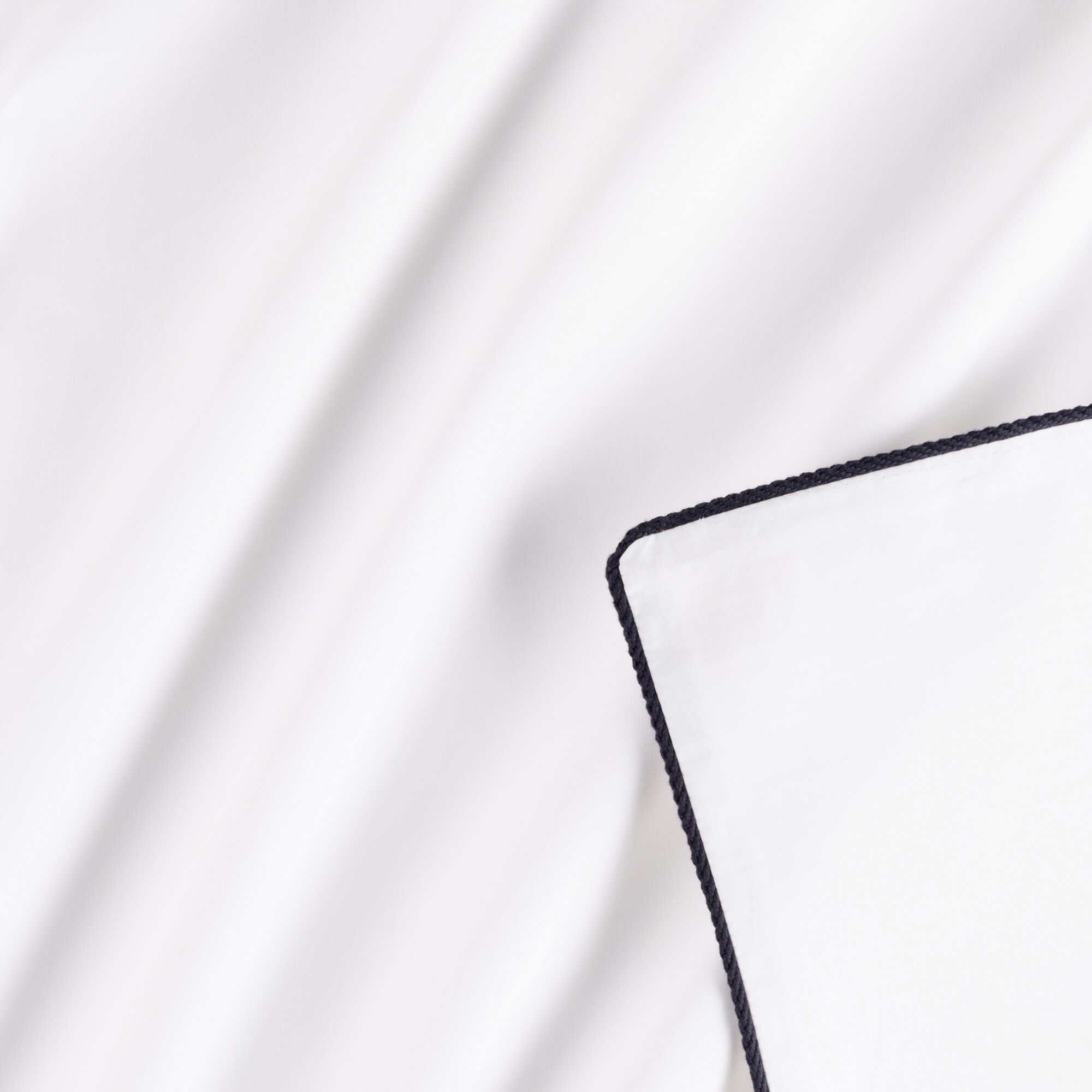 EZIO - Housse de couette en percale de coton 260x240cm liseré tressé bleu calabrun - blanc