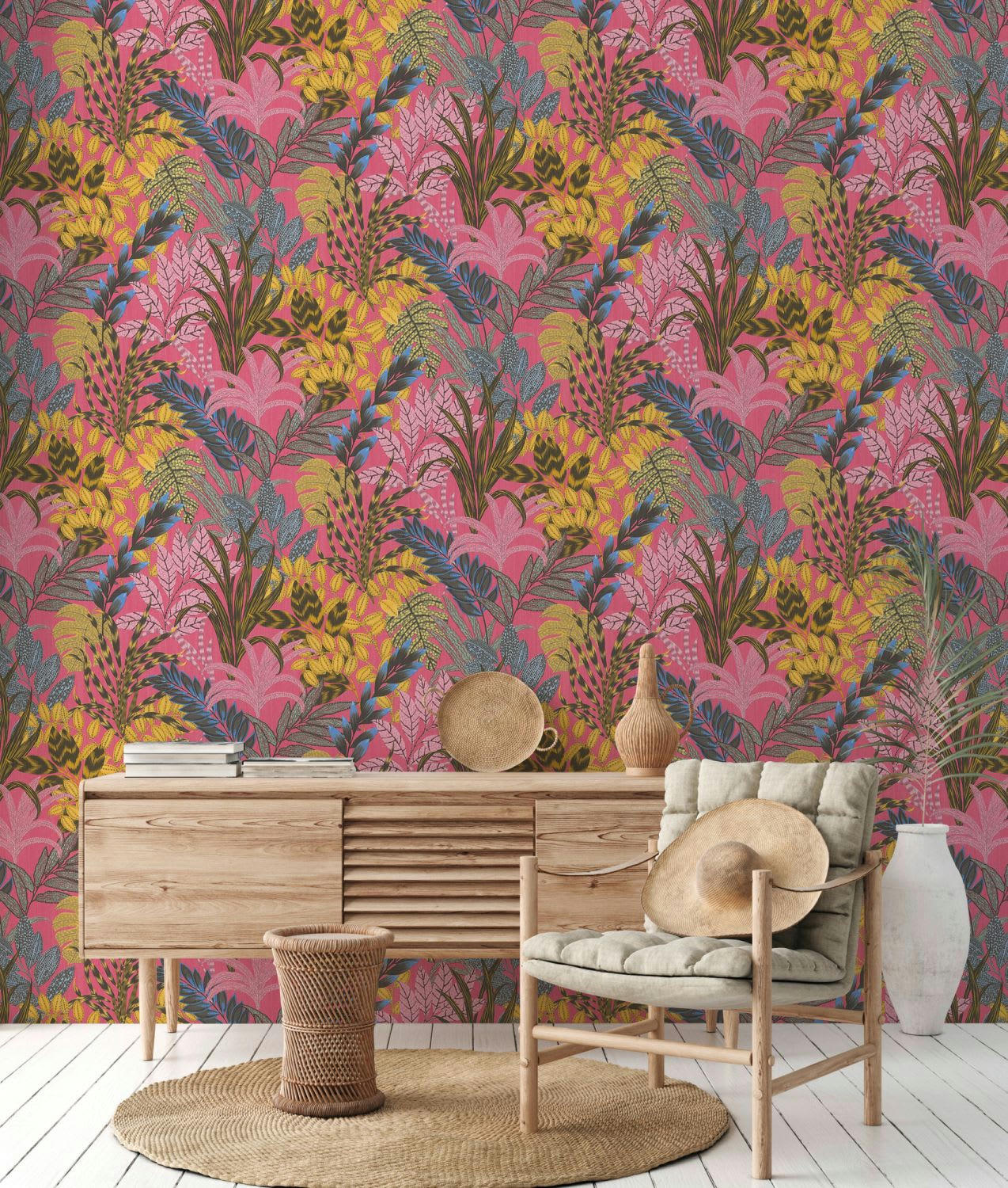 METROPOLITAN STORIES 2 - Papier peint en mur végétal papier rose blush  x