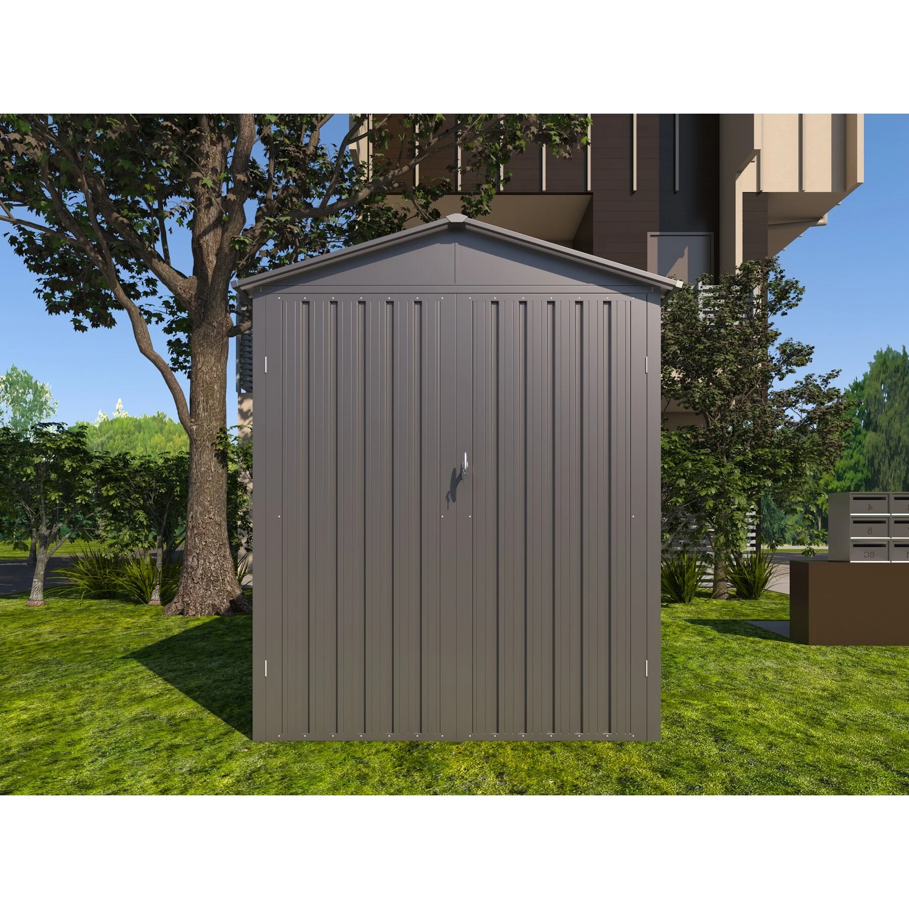 GDFStudio - Ethan Harper Spacious Motorcycle Outdoor Storage Shed with Window, No Tracks or Fixtures