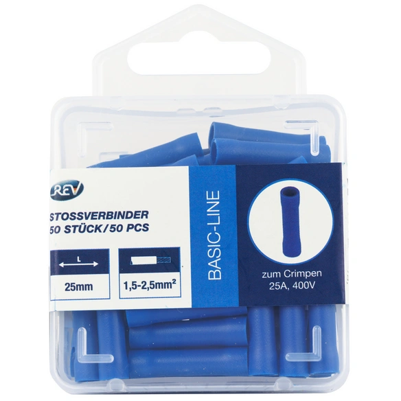 Stoßverbinder, 25mm, 1,5-2,5mm² blau 50 Stück
