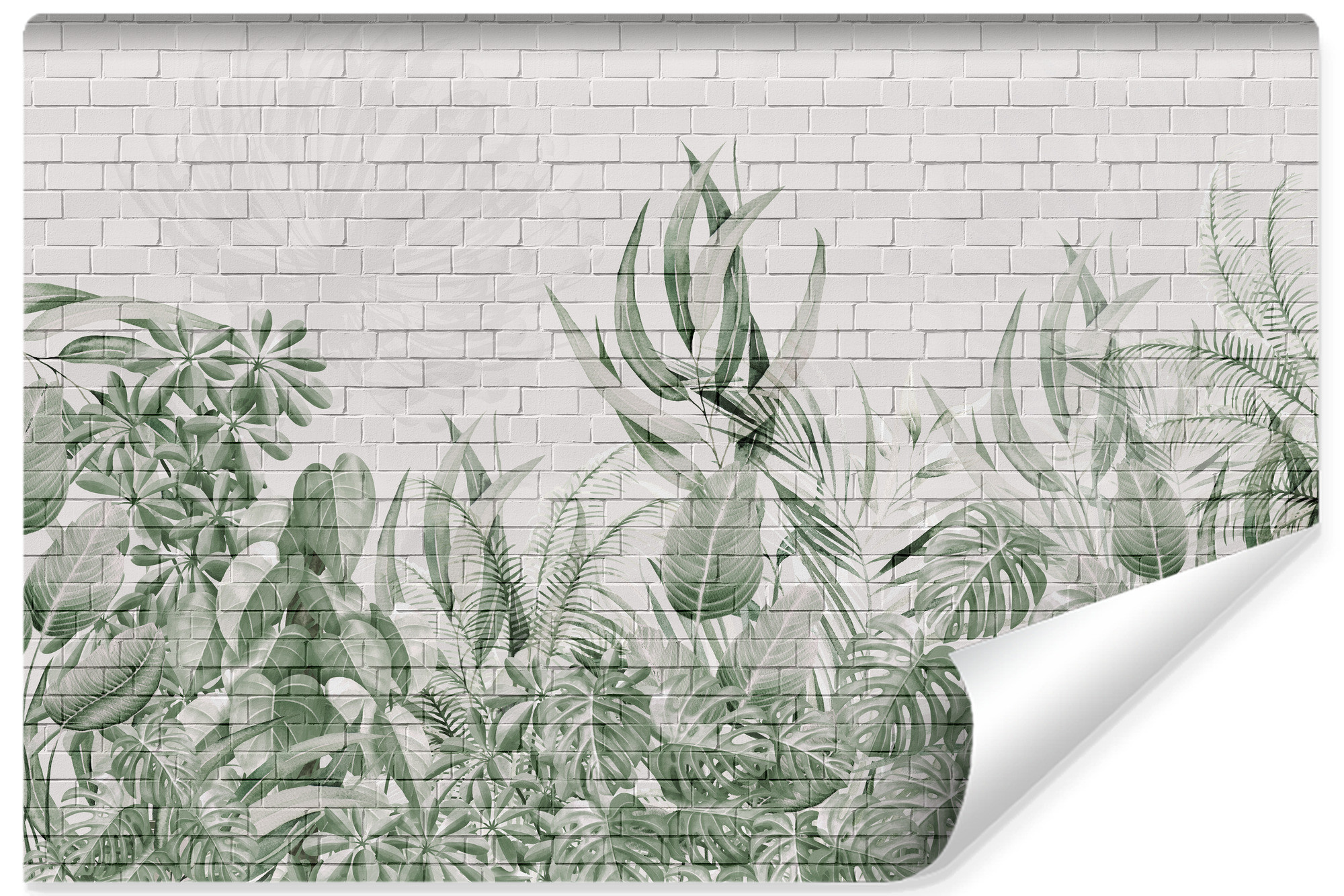 Fototapeta Liście Na Ceglanej Ścianie Efekt 3D 90x60cm