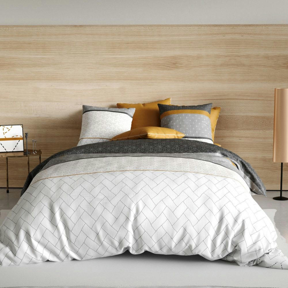 - Parure de lit 2 places coton à motifs 240x260 cm