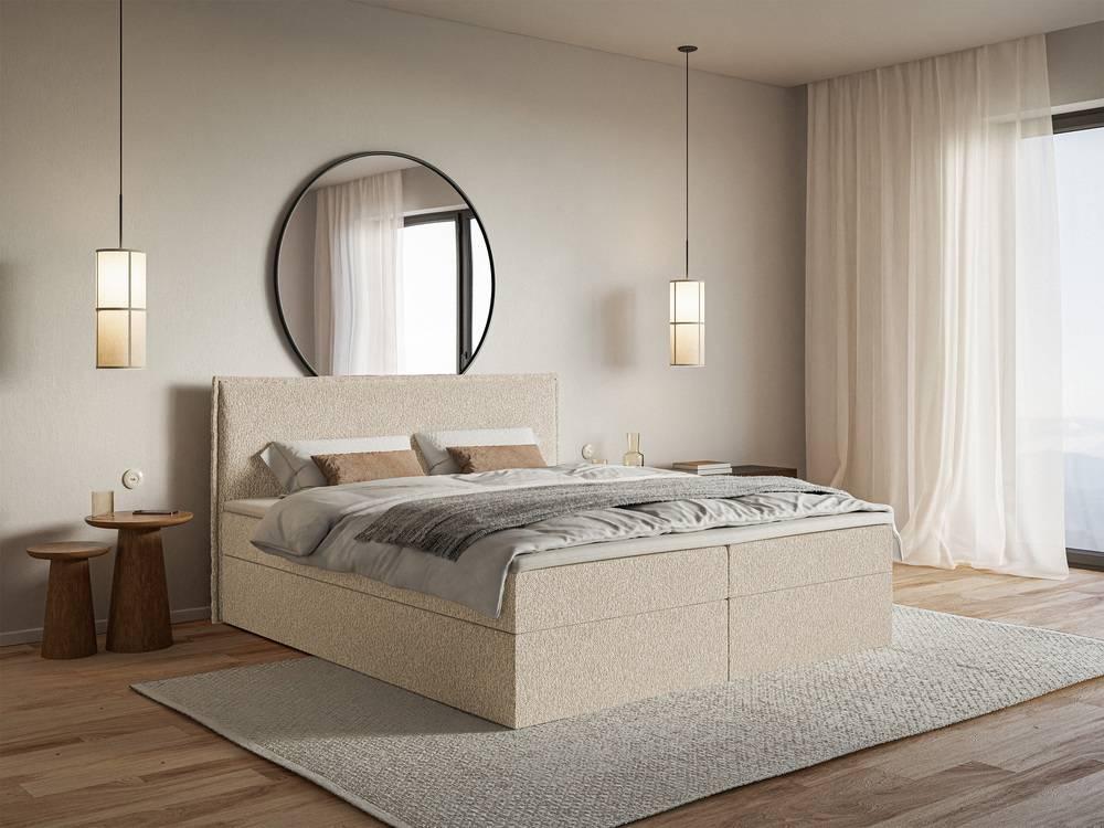 Boxspring Esmay chenille met opbergruimte en topper 140 x 200 cm