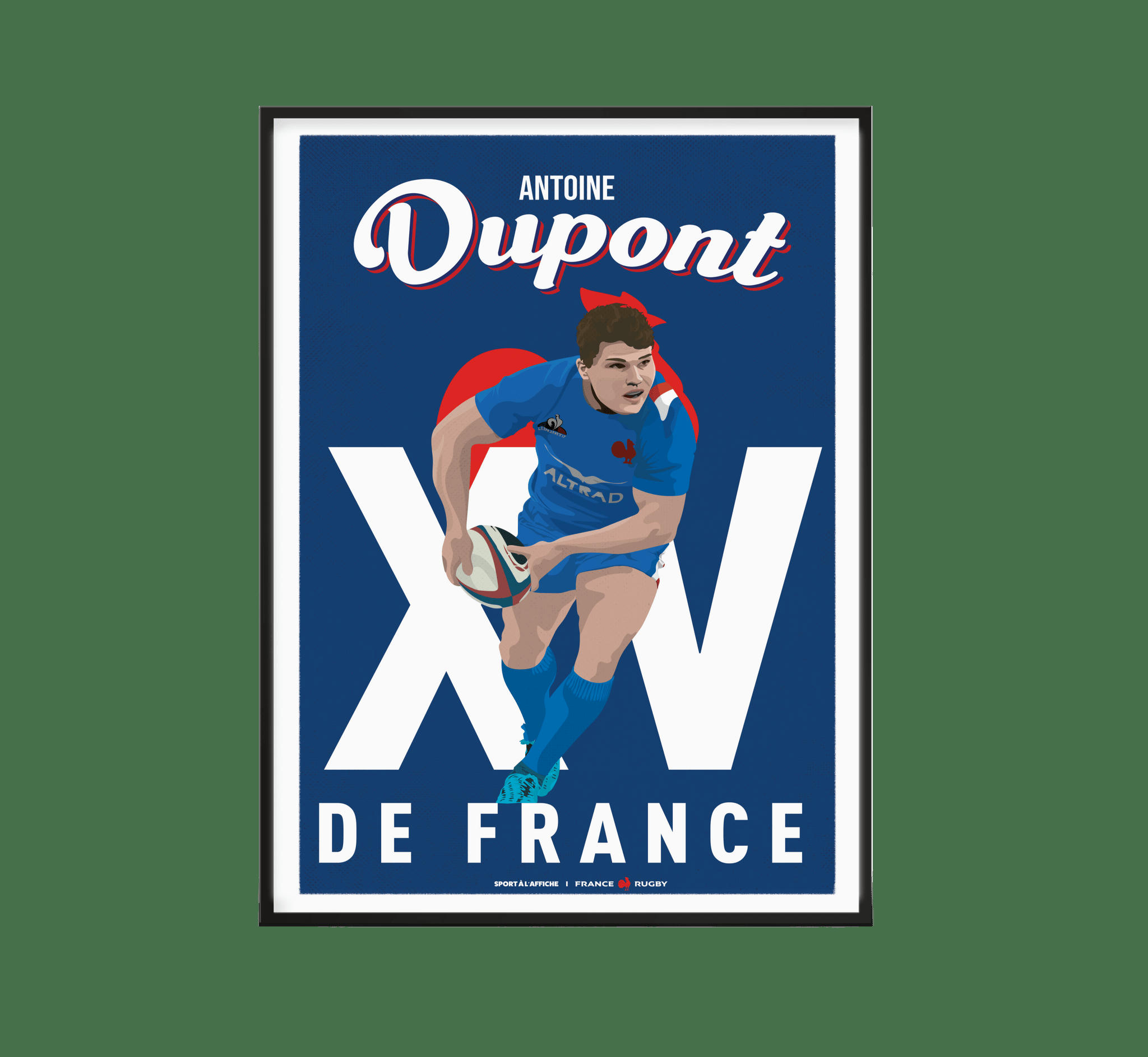 FRANCE RUGBY - Affiche XV de France - Illustration Anoitne Dupont 30 x 40 cm