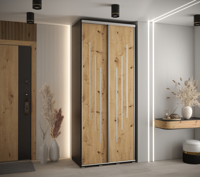 Szafa przesuwna 45 wysoka Davos 8 100 czarny artisan srebny