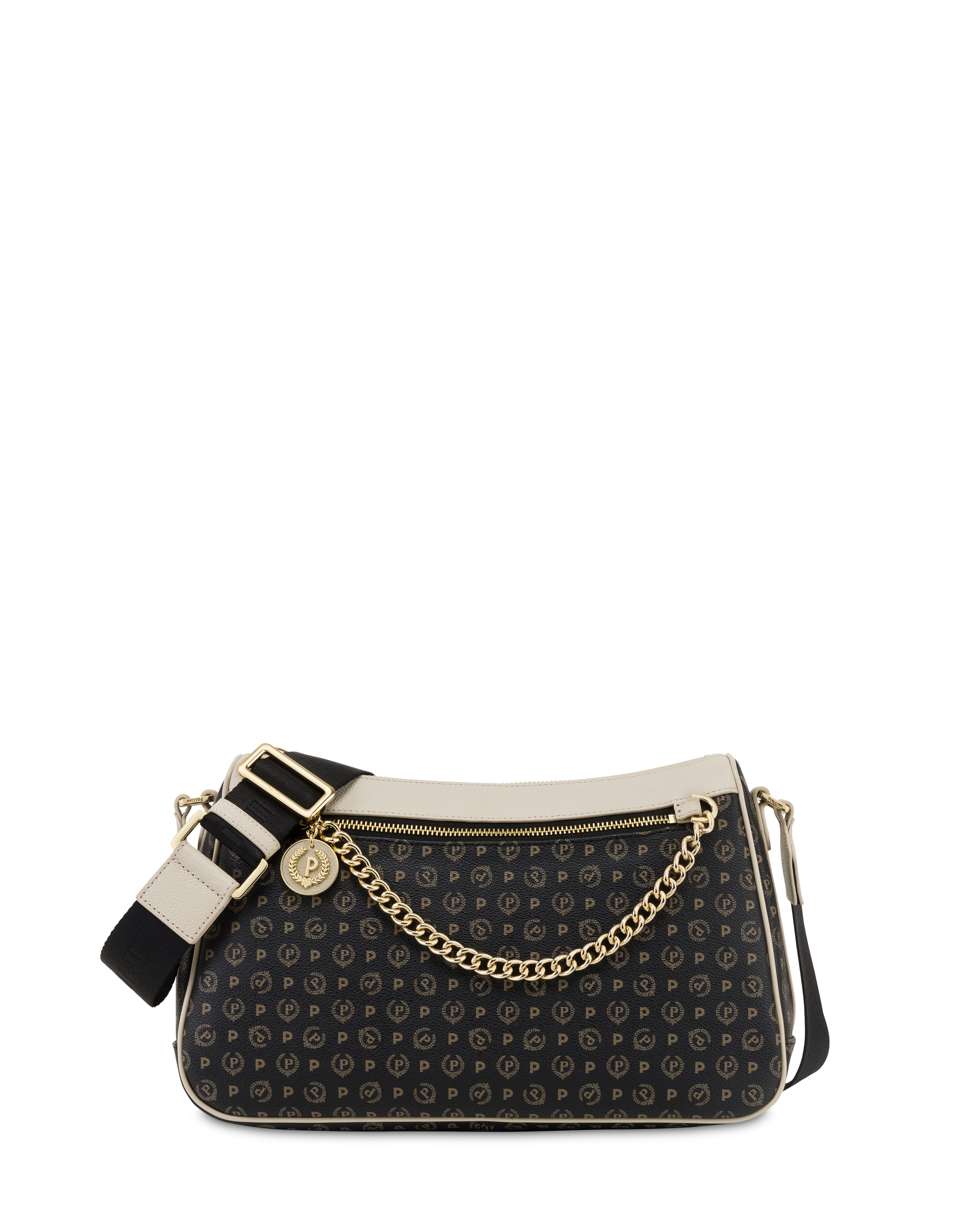 Borsa A Tracolla In Pvc Heritage Logo Classic Nero/avorio
