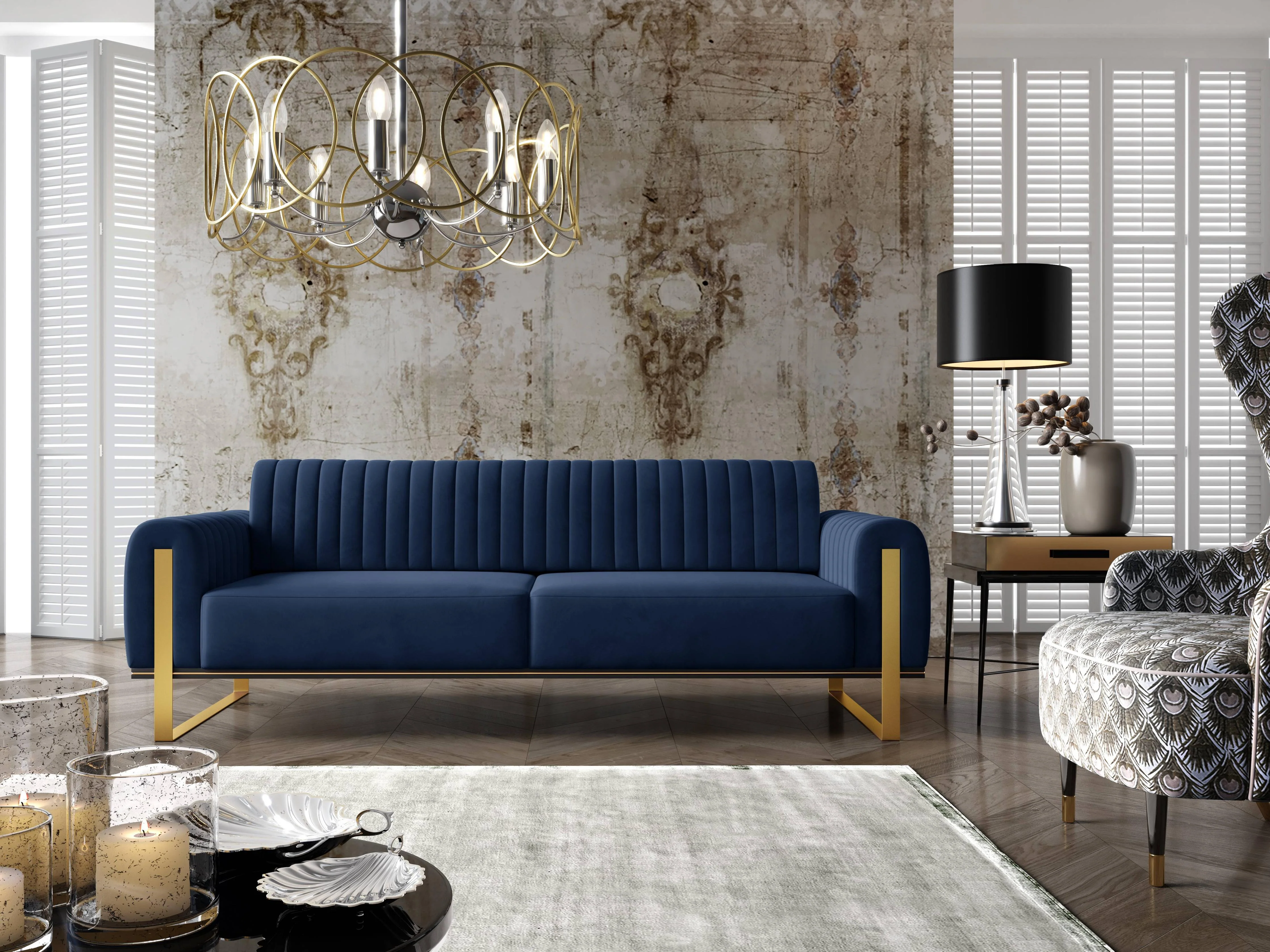 3-zitsbank Nouveau velvet
