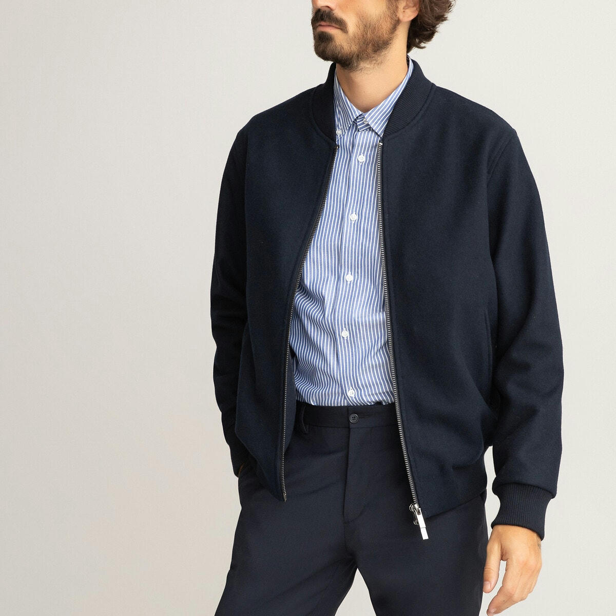 Blouson bomber en drap de laine