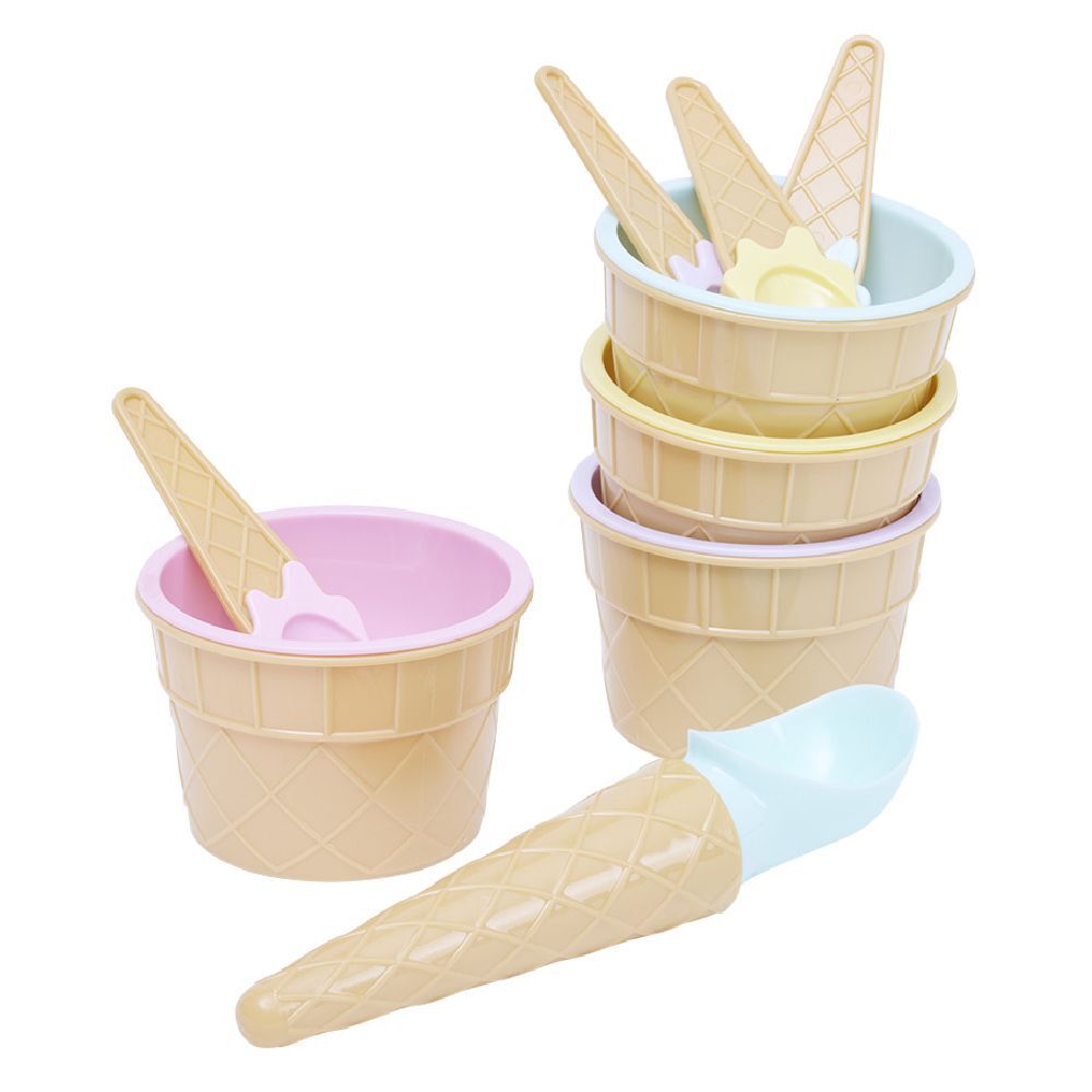 Bol et cuillère à glace x4