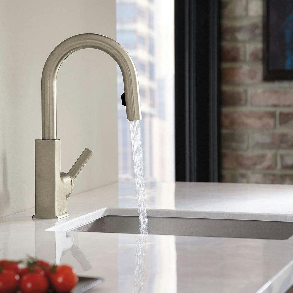 Moen® STO Single Handle High Arc Pull Down Sprayer Kitchen Faucet with Power Clean, Stainless Steel