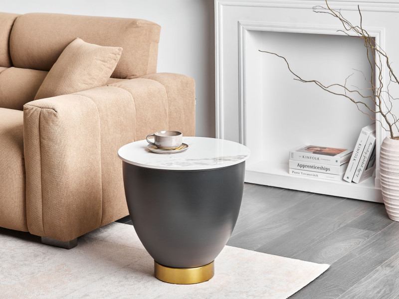 Stolik pomocniczy ceramiczny blat biały