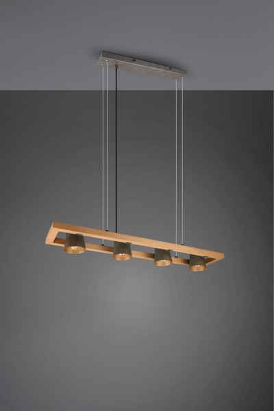 Lampa wisząca jasne drewno-nikiel antyczny BELL 4xE14x25W Trio