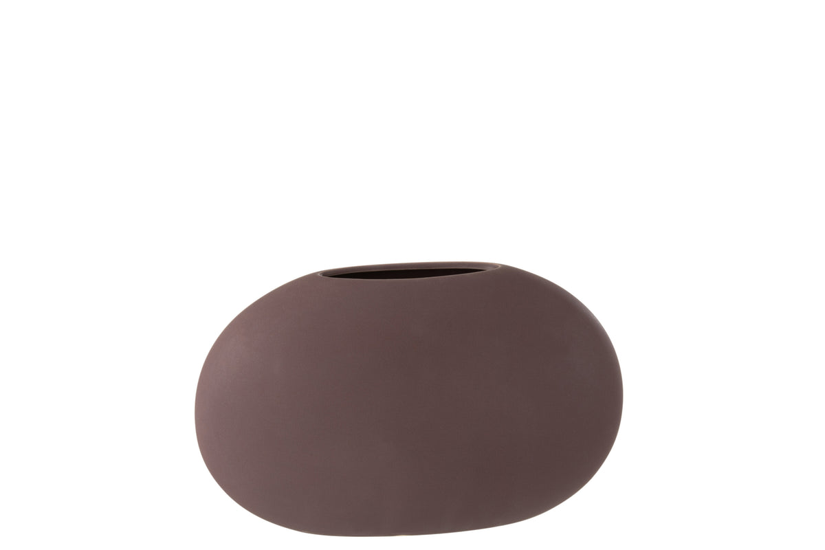 J-Line vaas Ovaal Plat - keramiek - donkerpaars - 17.5 cm hoog