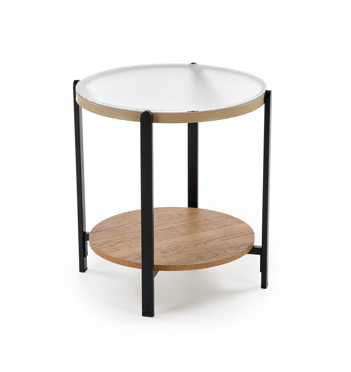 Stolik kawowy KAMALA S 53cm dąb naturalny/czarny