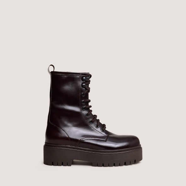Boots à lacetsen cuir marron foncé | ROBBO