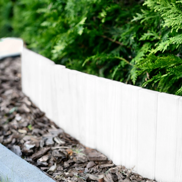 Beeteinfassung, II Gartenzaun 200x30 cm Weiß Kiefernholz Rollzaun