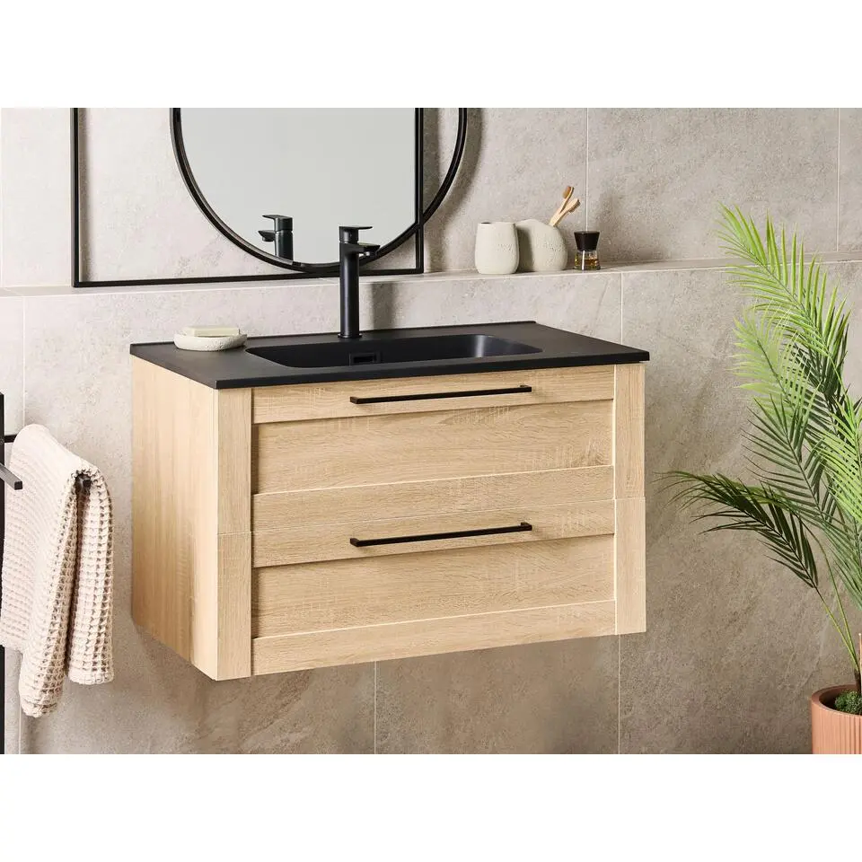 TARIJA - Wastafelmeubel - Lichtbruin - Hout