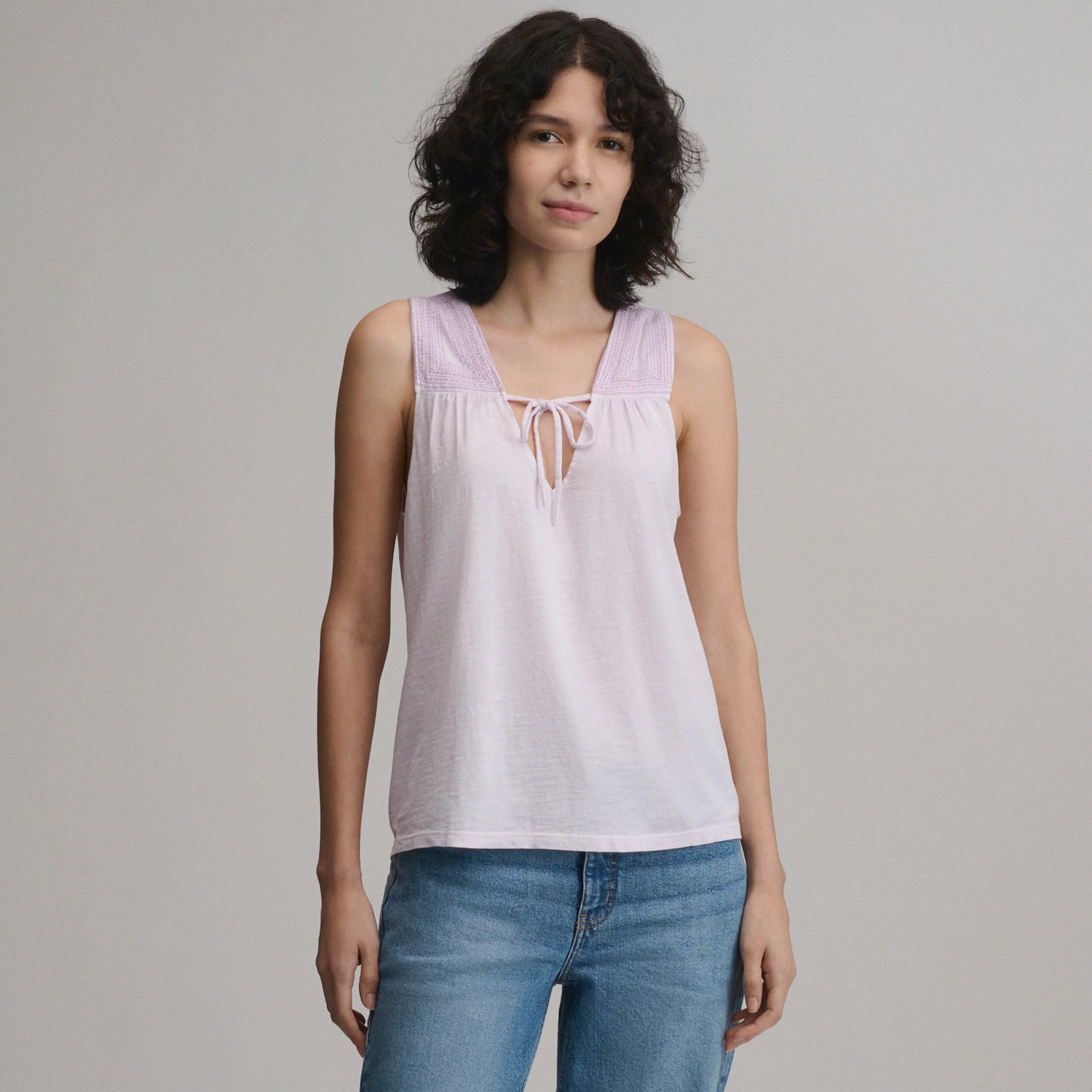 Women's Sunwashed Cotton Tie Front Tank