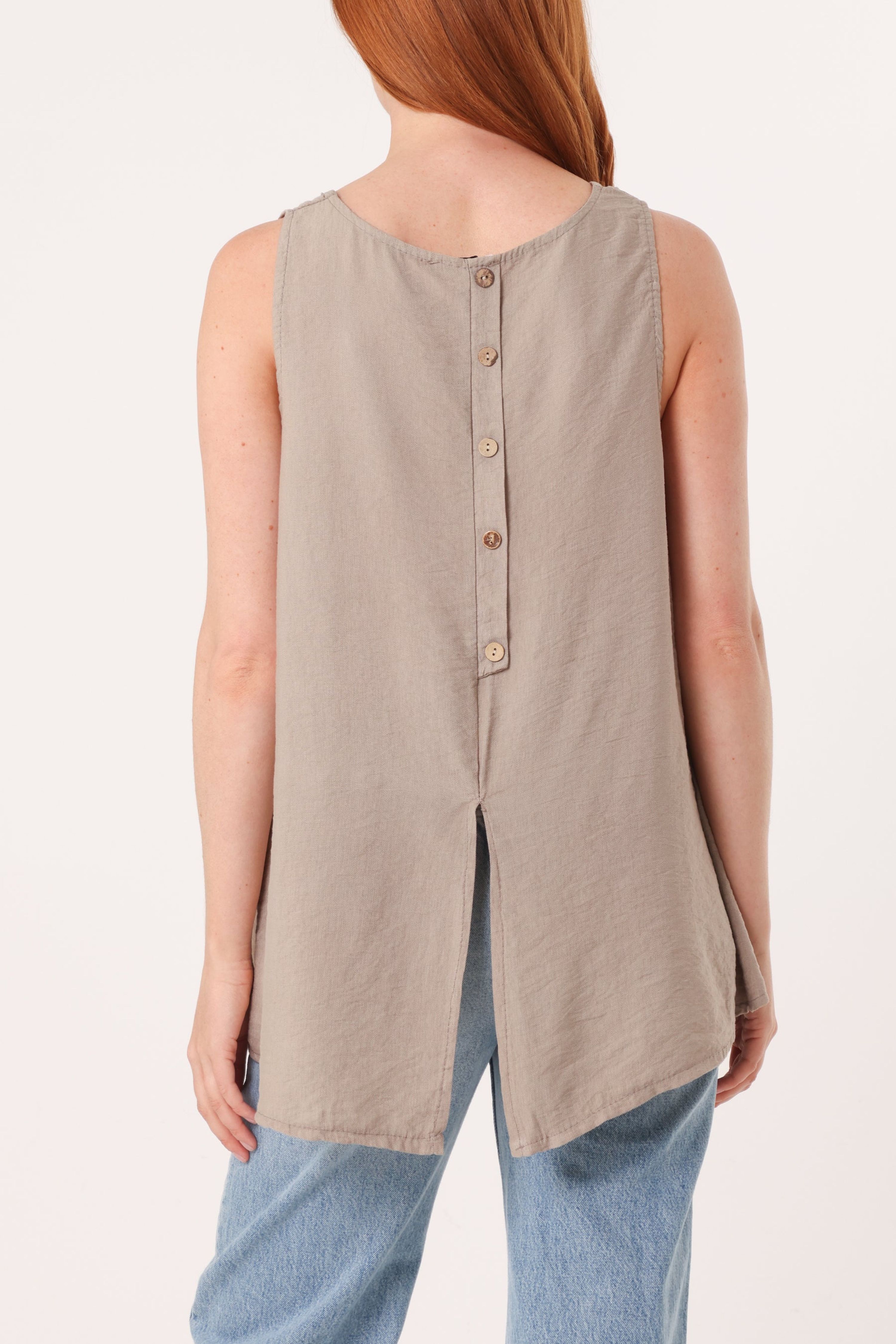 Blue Vanilla Light Brown Sleeveless Top