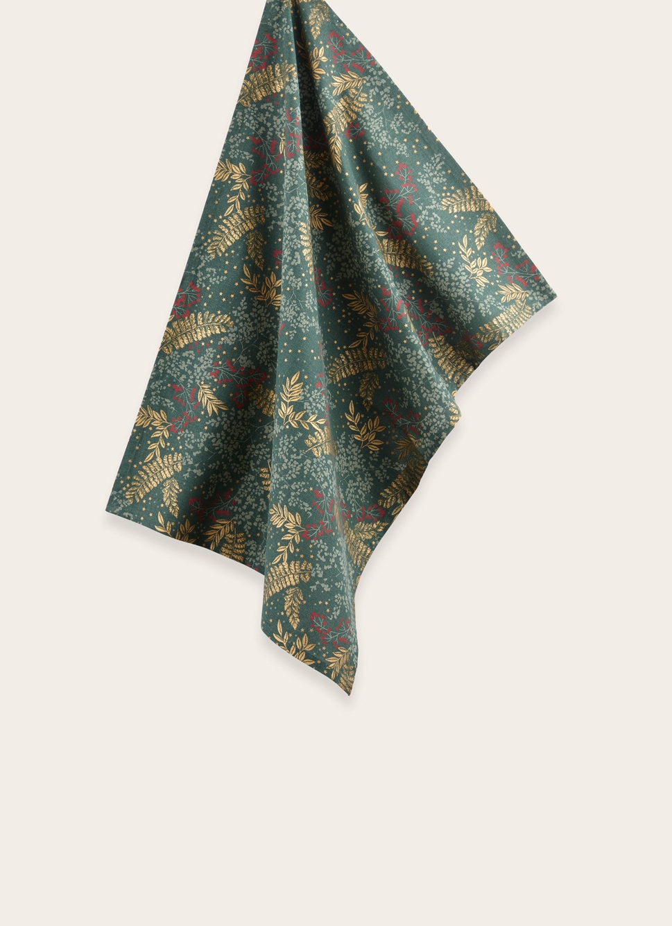 TORCHON FEUILLE DORÉE MULTICOLORE