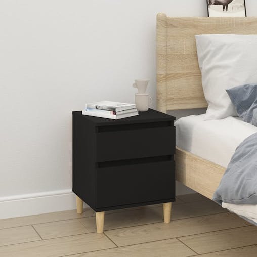 NNEVL Bedside Cabinets 2 pcs Black 40x35x50 cm
