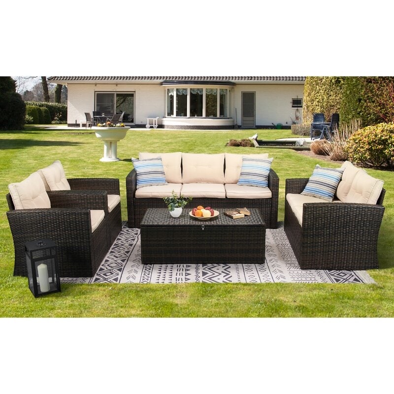 5-piece Wicker Patio Conversation Furniture Set