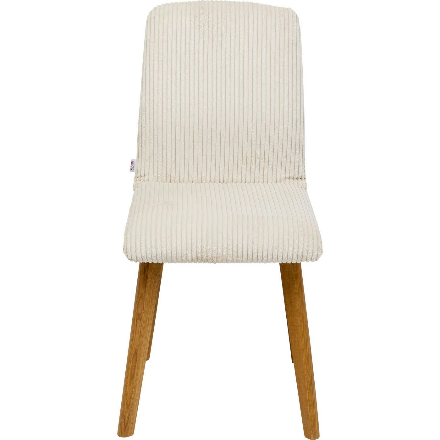 LARA CORD - Chaise en polyester côtelé crème et chêne