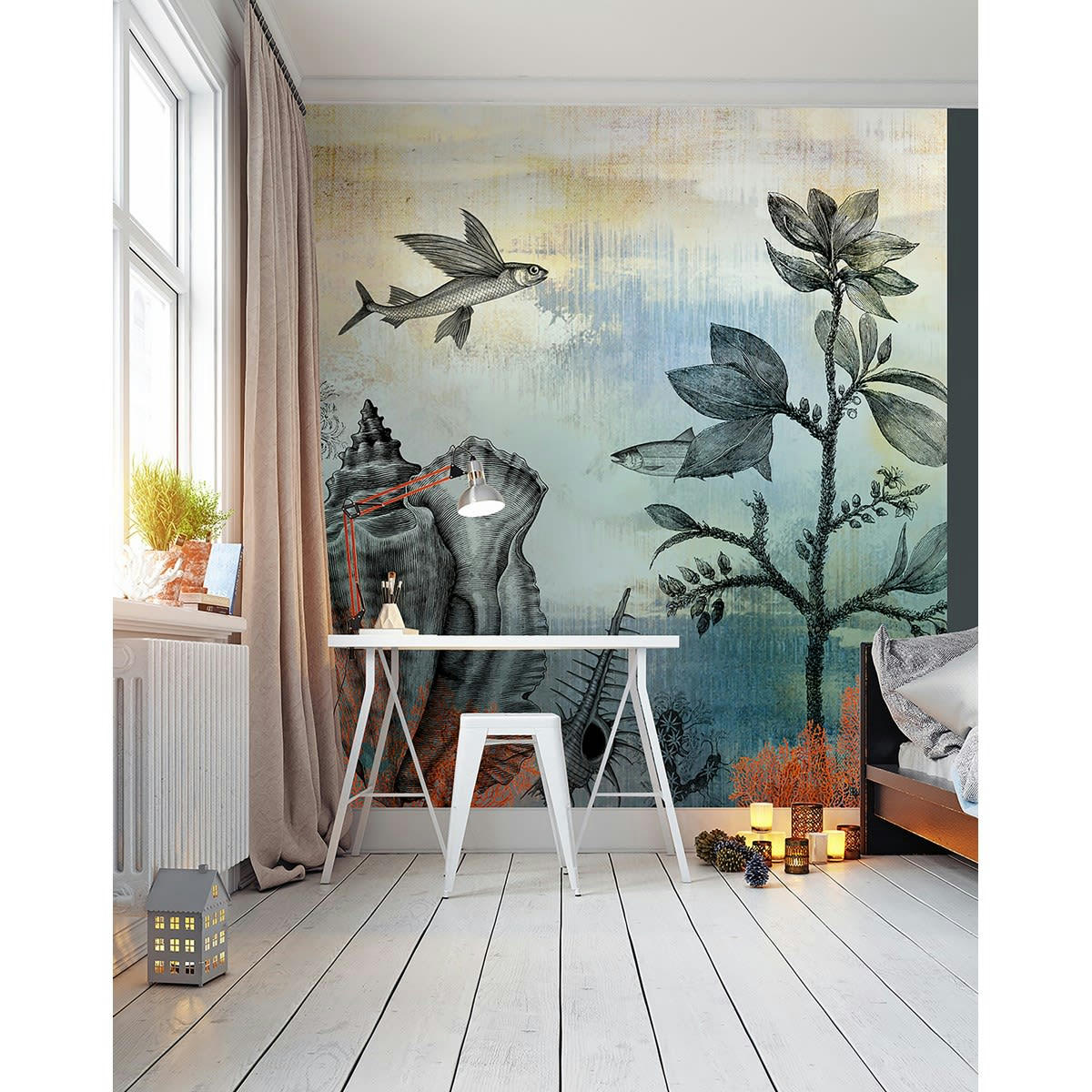 NAUTILUS - Papier peint panoramique en Papier Bleu  240x270