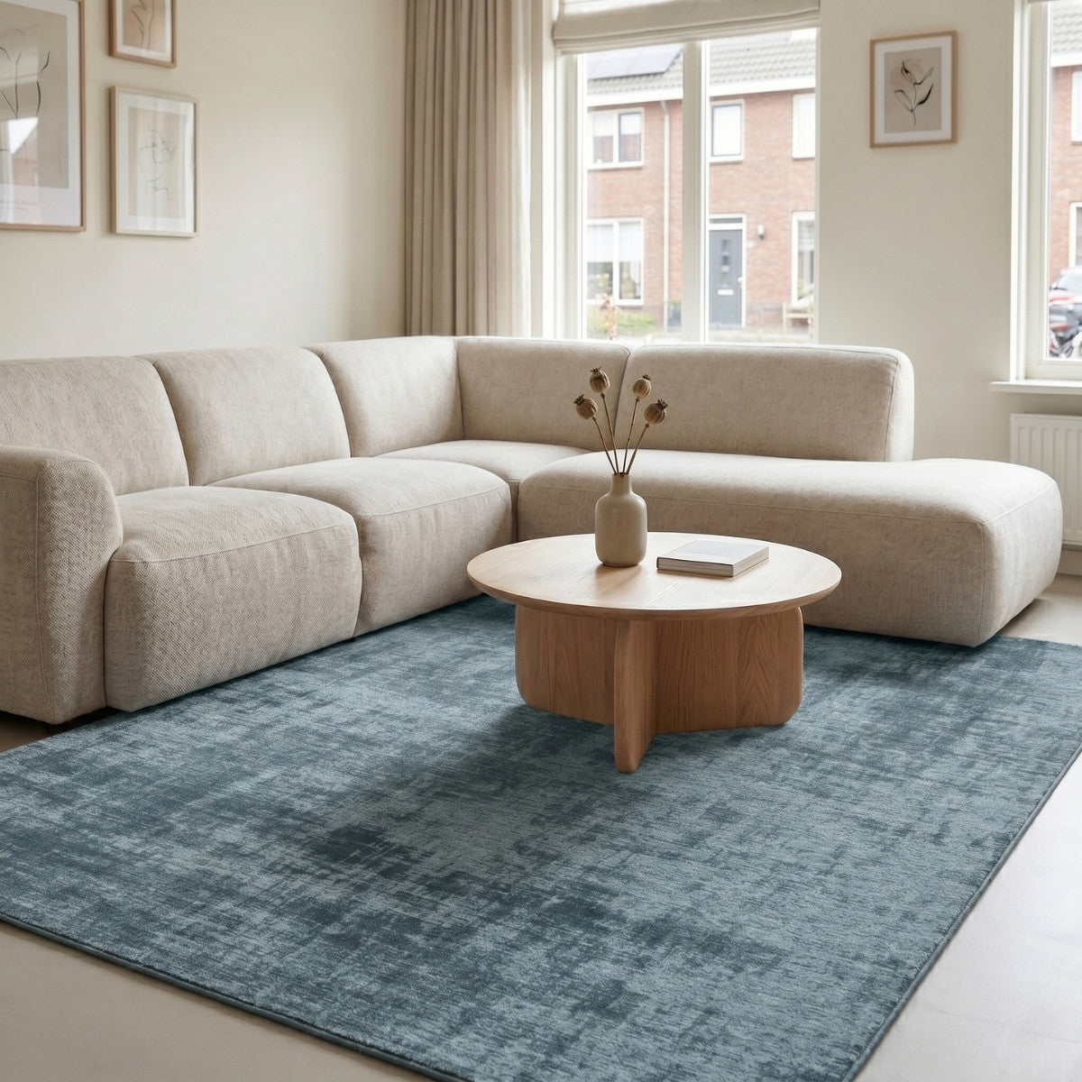 DÉJA Living Vloerkleed Ruma - Lichtblauw Stof - 200x200cm