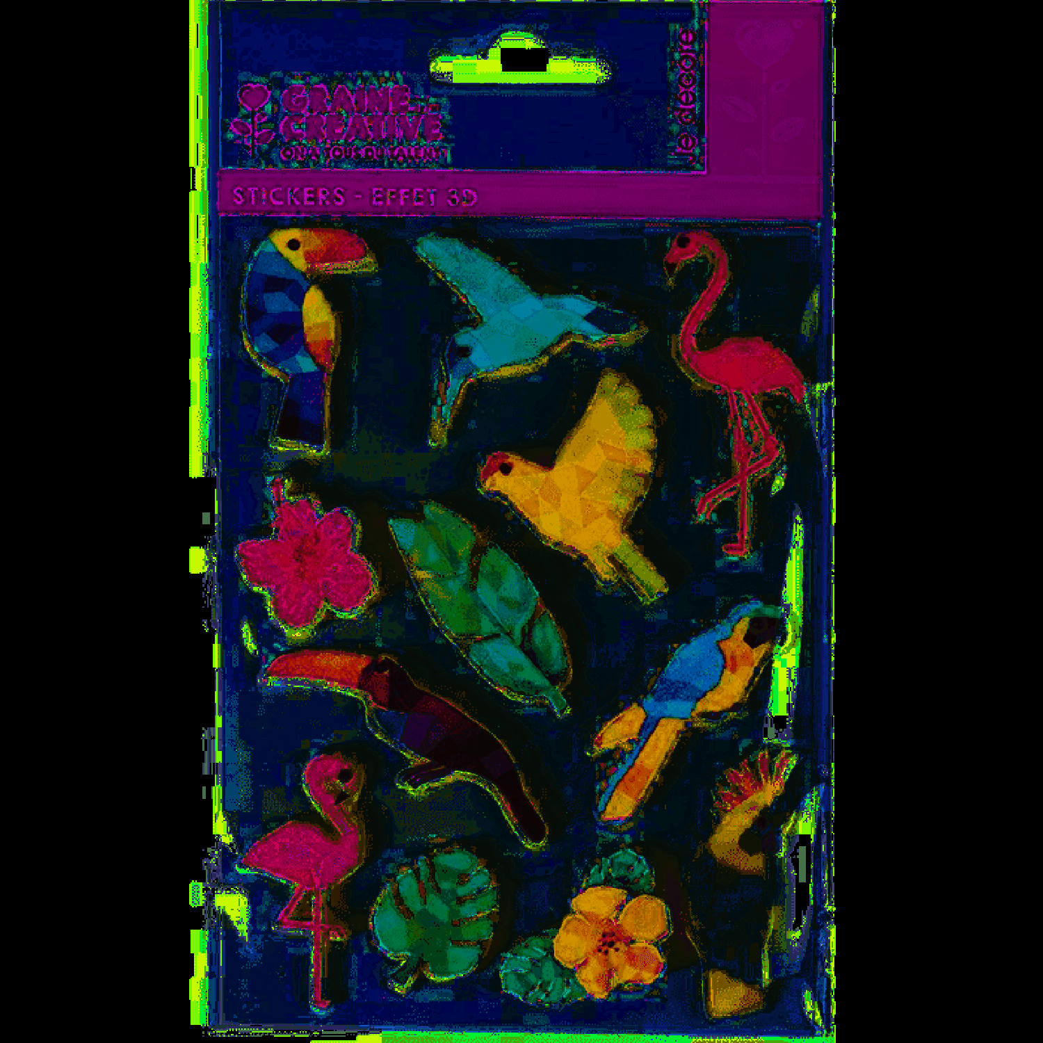 OISEAUX - 12 stickers 3D oiseaux tropicaux 6cm