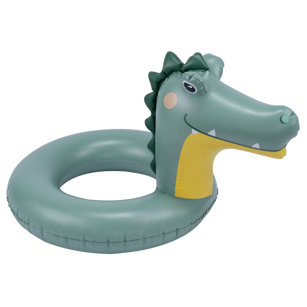 Bouée ronde tête de crocodile plastique vert Ø60cm