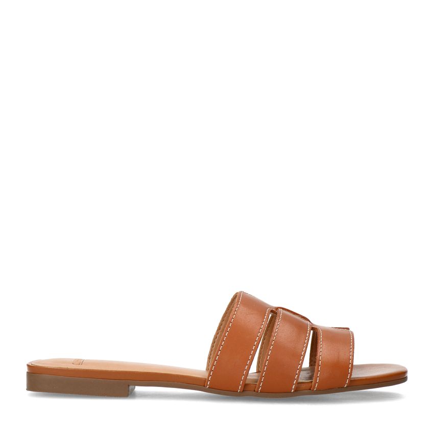 Manfield Cognac leren slippers