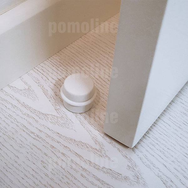 10 Un. Butée de porte adhésive en bois laqué blanc - Diamètre 37MM