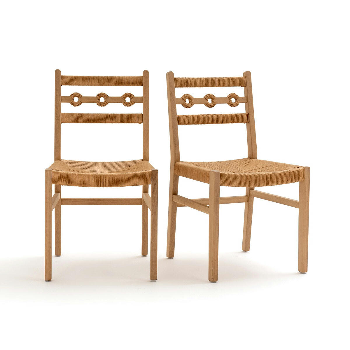 Lot de 2 chaises chêne et tressage, Menorca