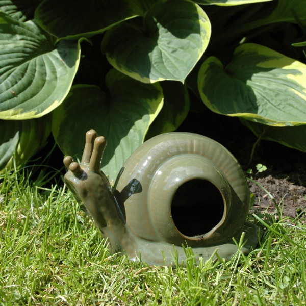 Pułapka na ślimaki ceramiczna zielona 18x10 cm dekoracyjna
