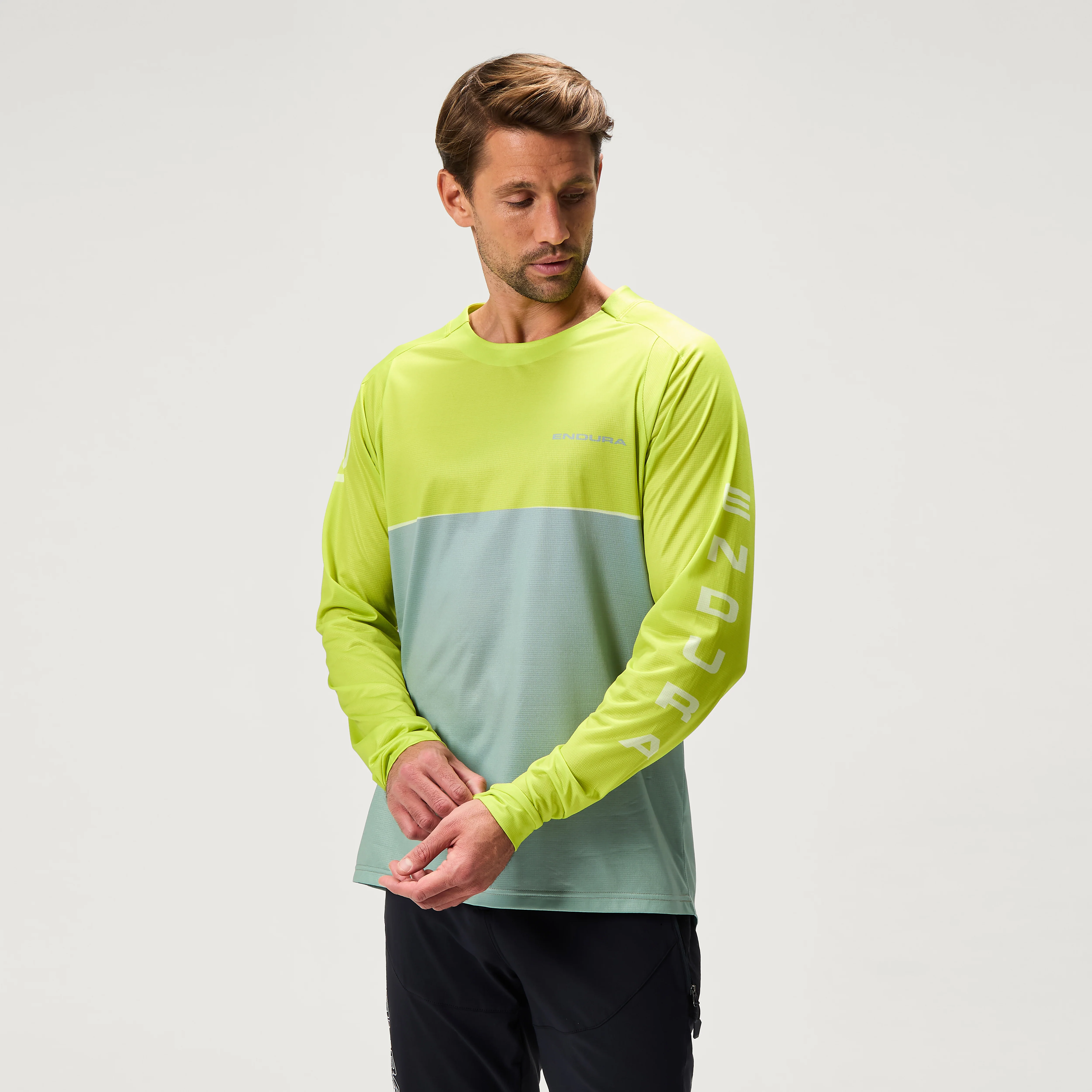 Men's SingleTrack Core Printed L/S Tee - Lime Green