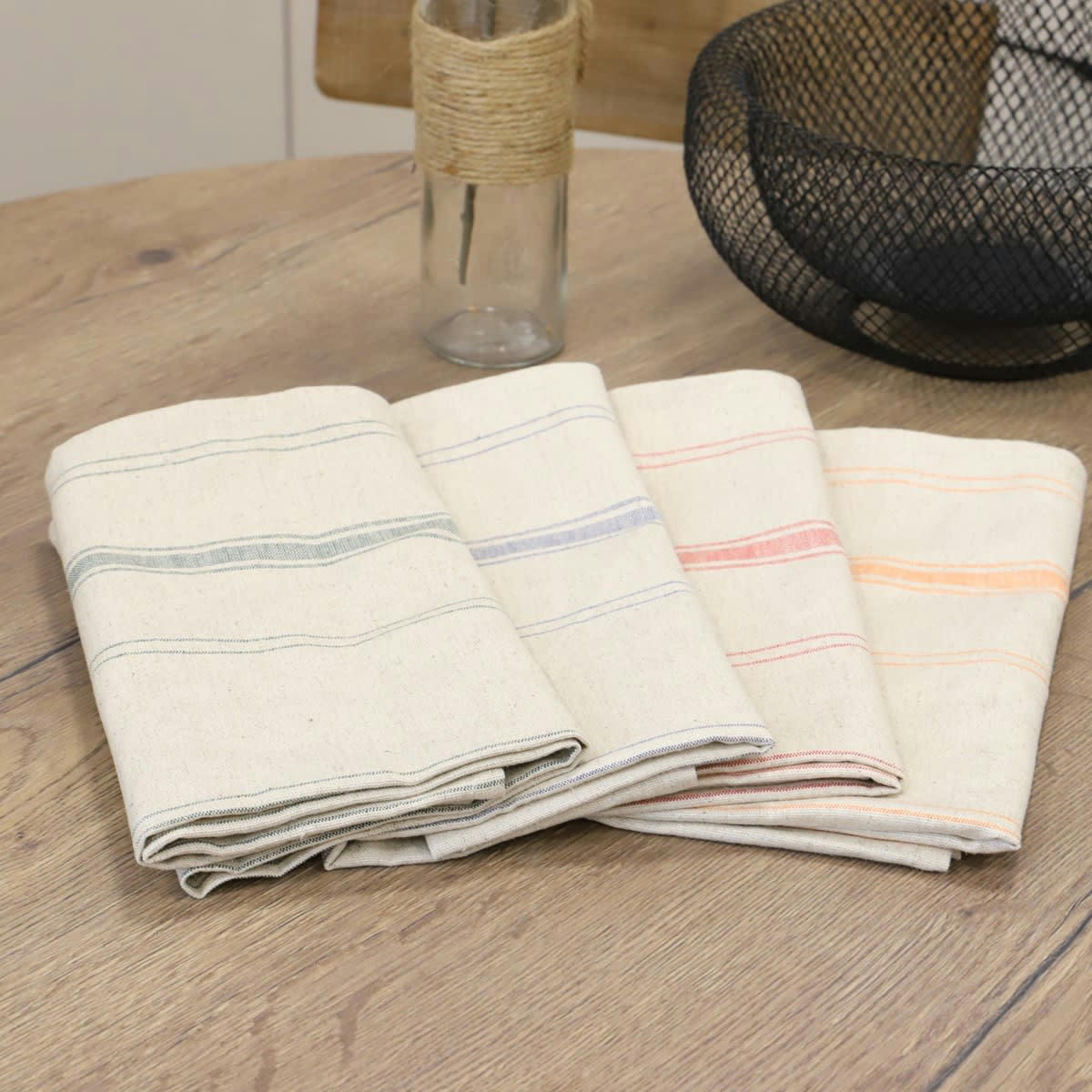 BRASSERIE - Lot de 2 torchons métis en Lin Bleu