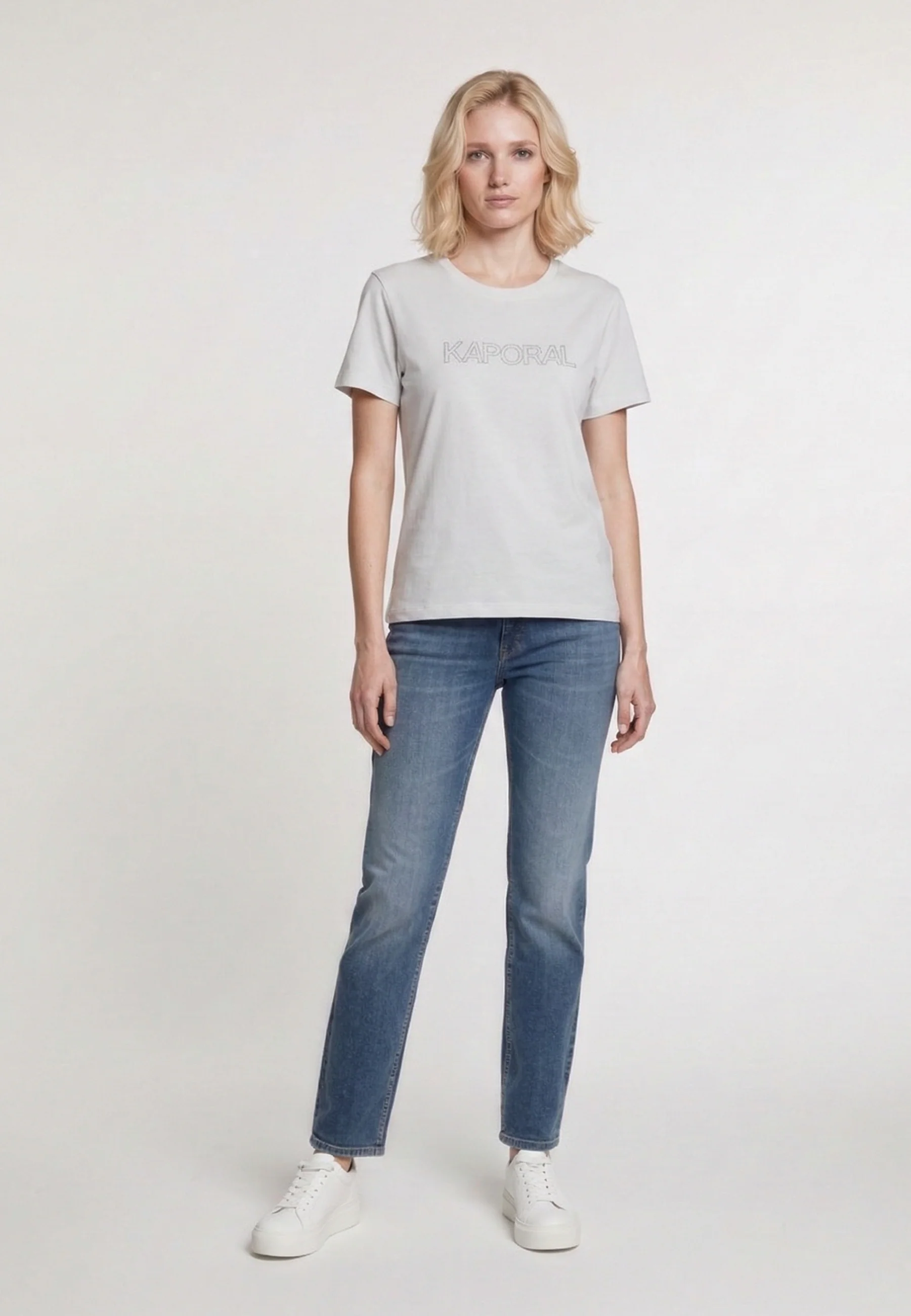 T-shirt manches courtes slim blanc cassé coton stretch FARO