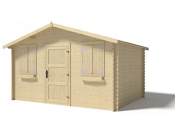 Abri de jardin en bois - 12m2 - 4x3m - Ep. 28mm - Couleur: naturel - DOM337
