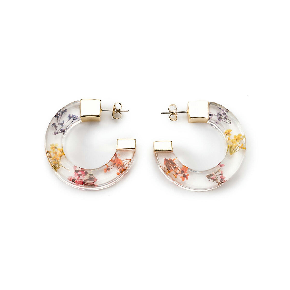 Boucles d'oreilles avec incrustation de fleurs