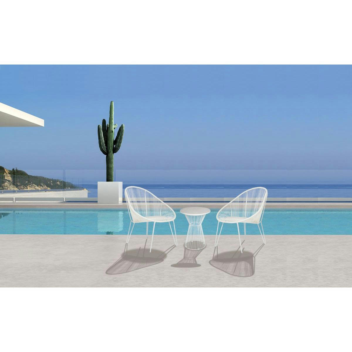 PALM SPRINGS - Fauteuil d'extérieur en aluminium blanc