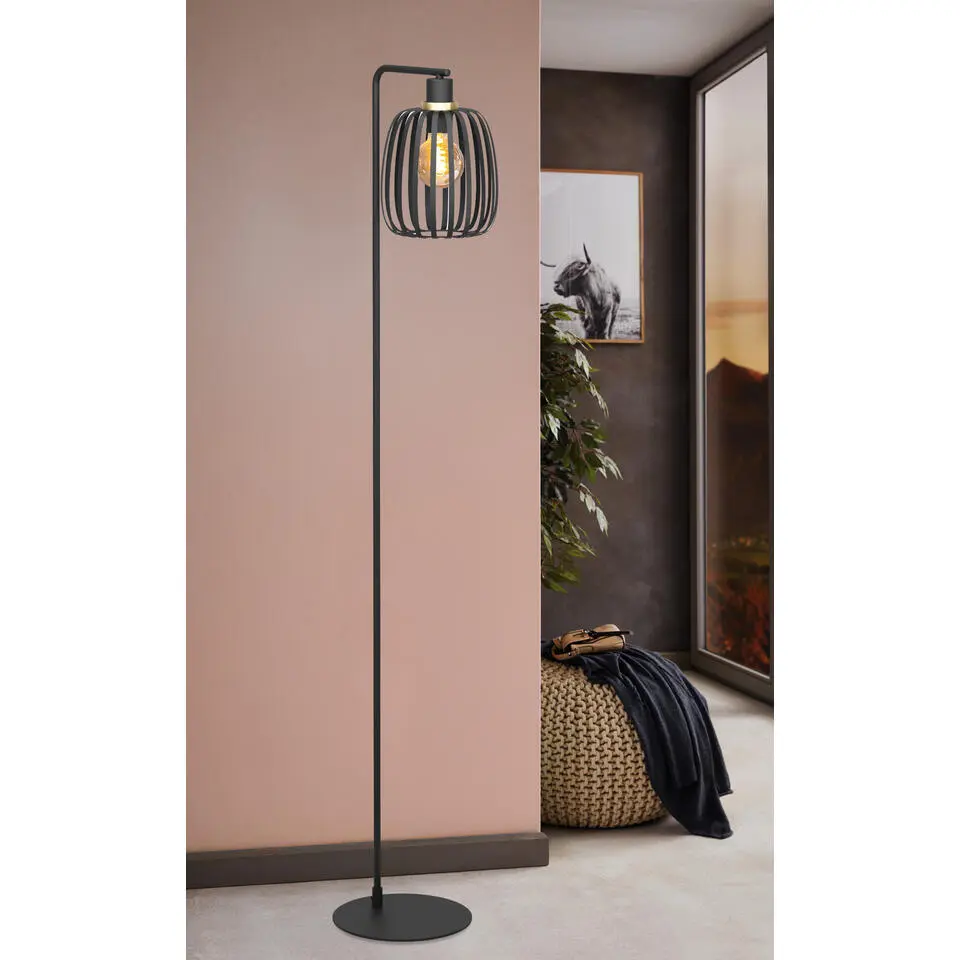 EGLO Pocicas Vloerlamp - E27 - 151 cm - Zwart/Goud