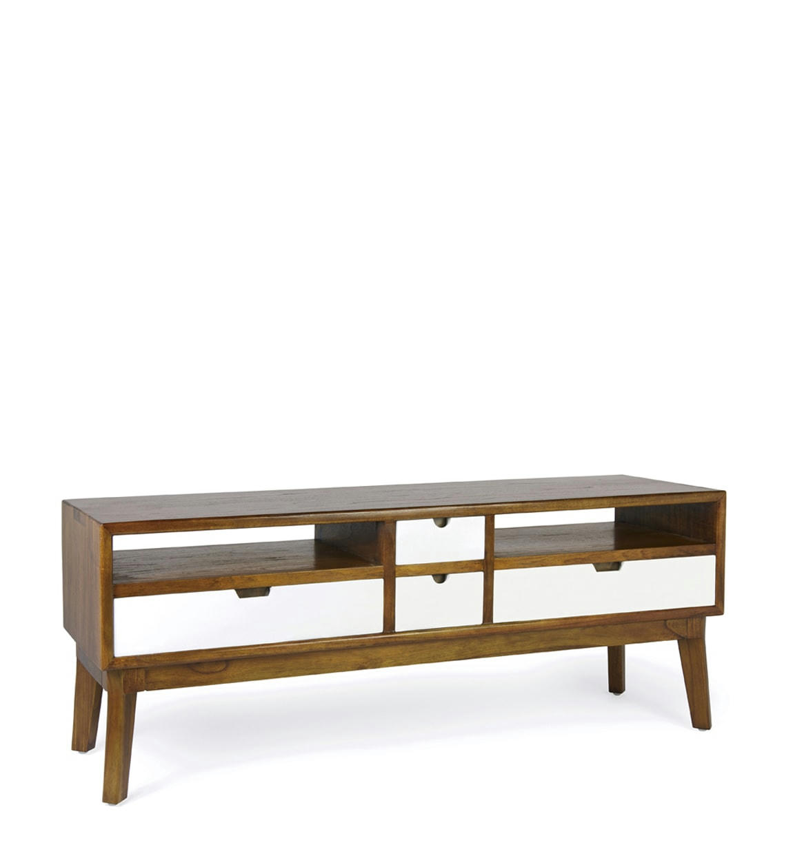 ARTIC - Meuble TV en bois marron et blanc L 140 cm