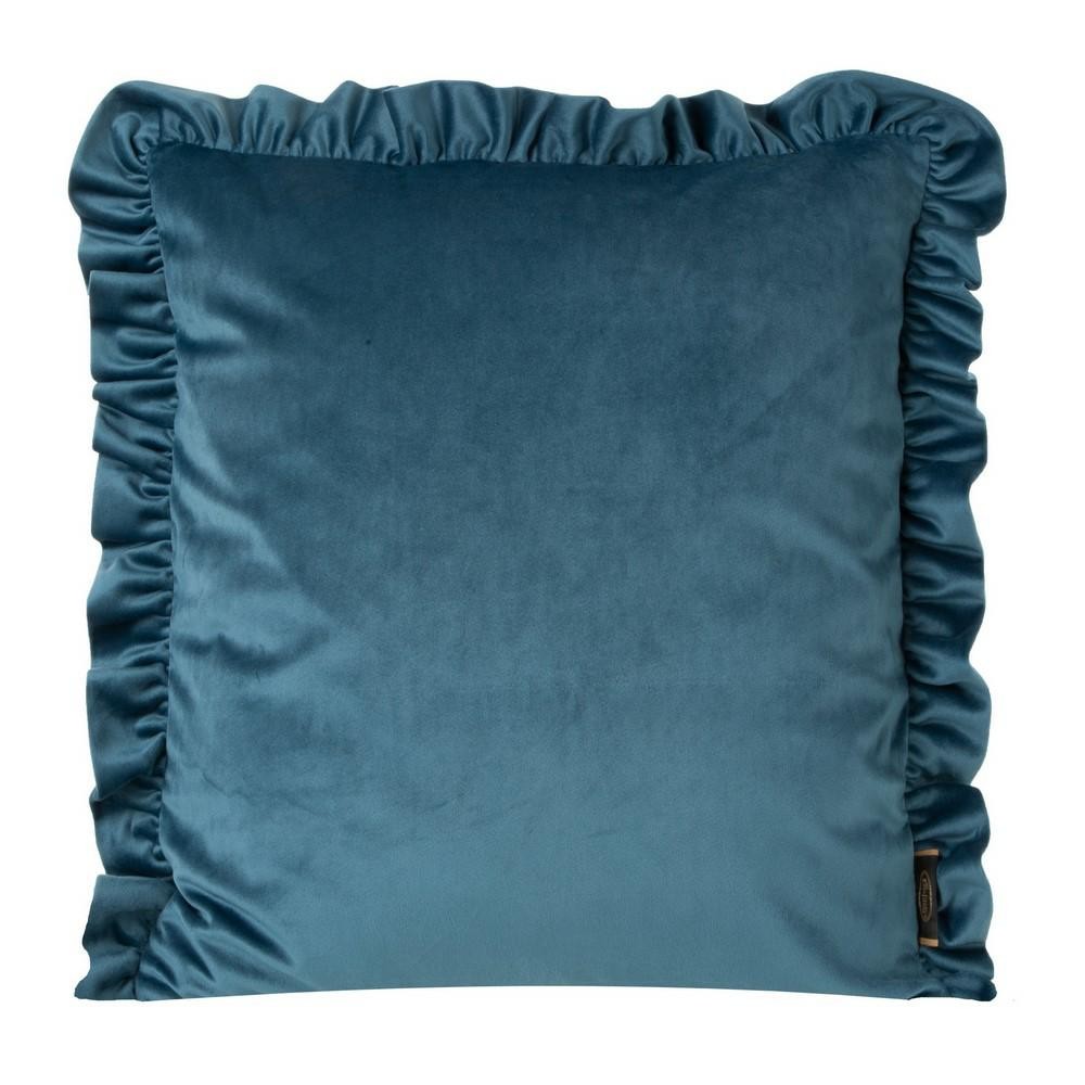 Poszewka 45x45 Velvet niebieska falbanka welurowa